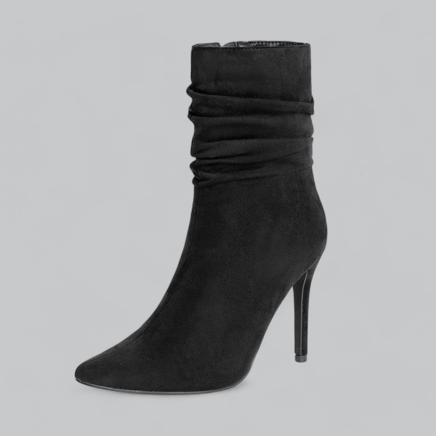 Elena | Elegante spitse enkellaarsjes met hoge hak in fluweel suede