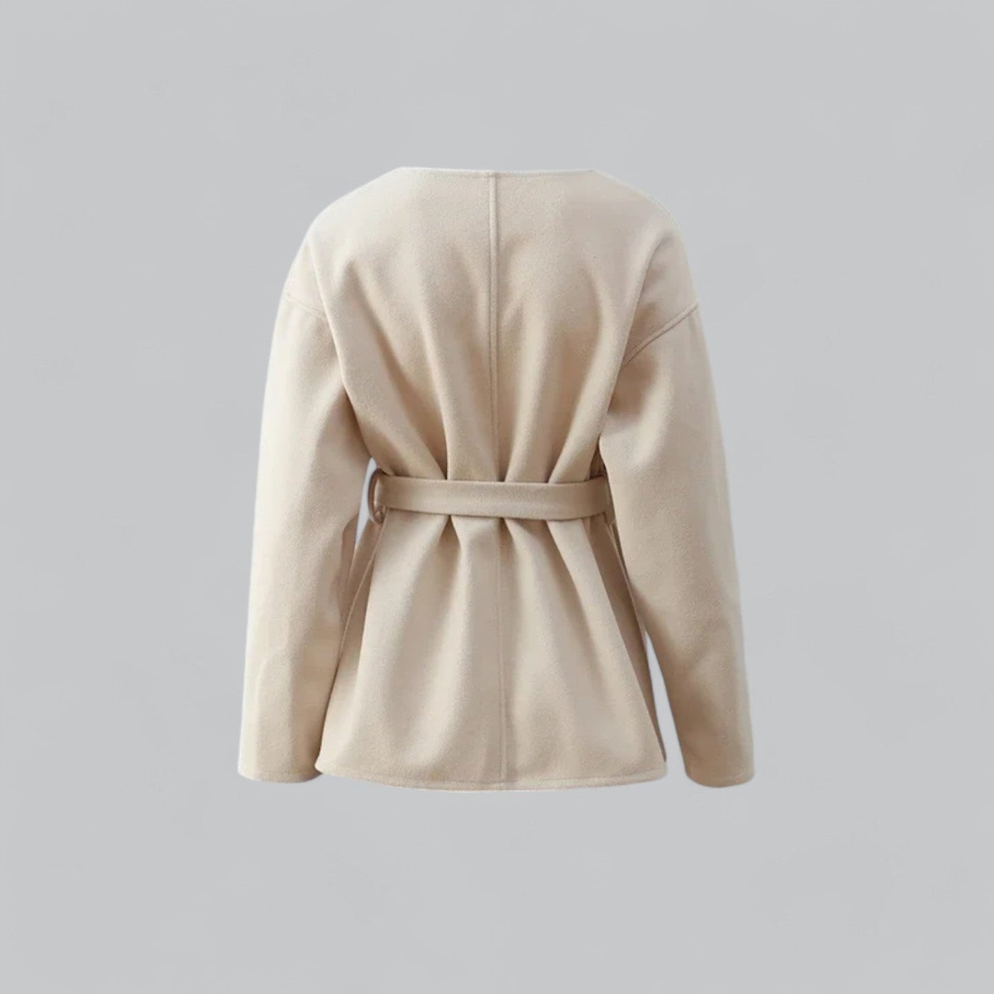 Lara | Chique midi jas met ceintuur en V-hals