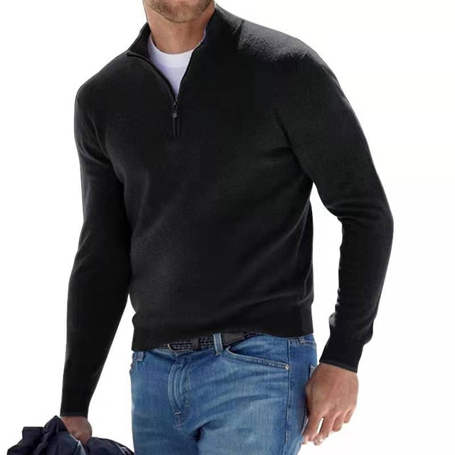 Stijlvolle V-hals Pullover met Rits - Emiel