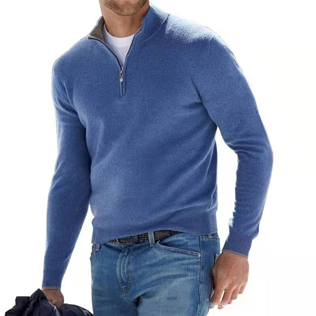 Stijlvolle V-hals Pullover met Rits - Emiel