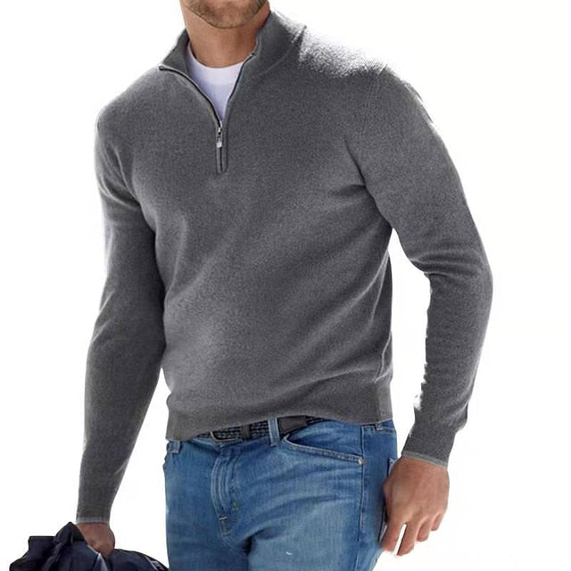 Stijlvolle V-hals Pullover met Rits - Emiel