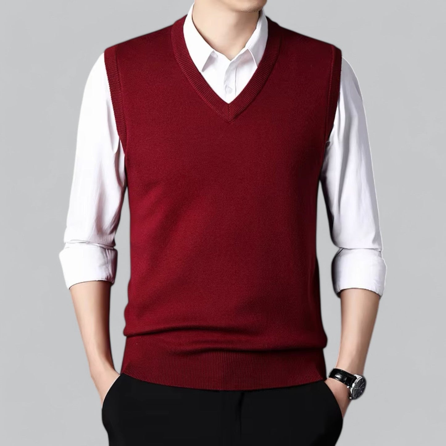 Brent | Essentieel klassiek V-hals mouwloos vest