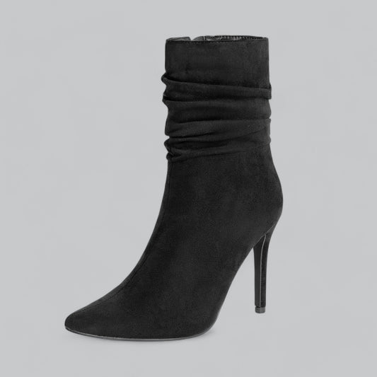 Elena | Elegante spitse enkellaarsjes met hoge hak in fluweel suede
