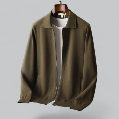 Sven | Heren cashmere ritsjack met merino wollen kraag