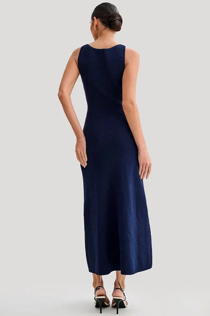 Chic Old Money mouwloze maxi-jurk met knopen