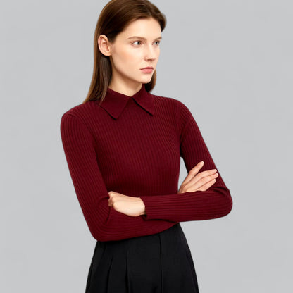 Britteny | Stijlvolle lange mouwen polo trui van merinowol