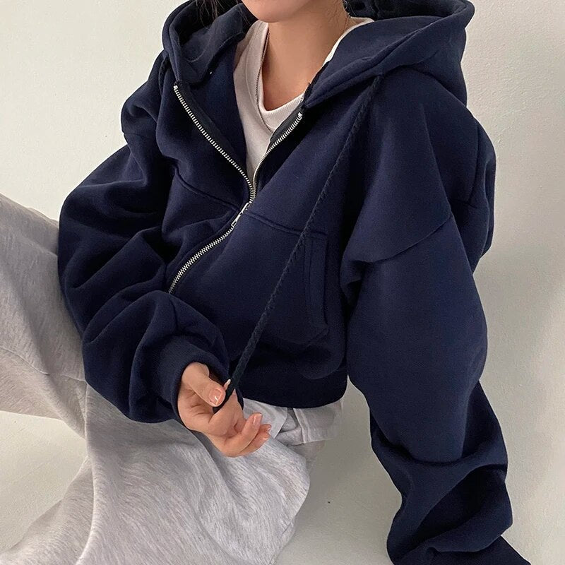 Julia | Oversized cropped hooded vest Farromode afbeelding 3